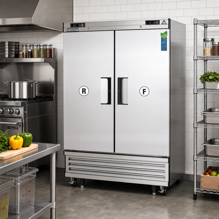 Product image #2 for Everest Refrigeration 2-Section Dual Temperature Reach-In Refrigerator/Freezer Combo, 48 Cu. Ft., Stainless Steel