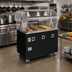Thumbnail image #2 for 2-Series Affordable Portable™ 3-Well Open Well Mobile Hot Food Station with Buffet Breath Guard, Lights, and Enclosed Storage Base, Black, 120V