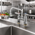 Thumbnail image #2 for T&S Brass Double-Handle Deck-Mount Pantry Mixing Faucet with 6-Inch Swing Nozzle, 4-Inch Centers