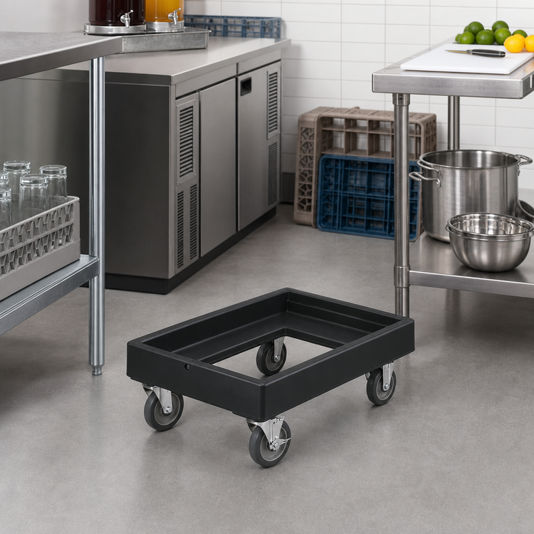 Product image #3 for Cambro Camdolly® Open-Frame Transport Dolly for Beverage Servers and Carriers, 300 lb Capacity, Black, Without Handles
