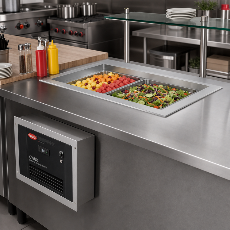 Product image #2 for Hatco CWBX-2 Drop-In 2-Pan Refrigerated Well, Top-Mount, Remote Refrigeration
