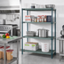 Thumbnail image #2 for Quantum Stationary 4-Tier Wire Plastic Mat Shelving Unit, 54 x 24 x 74 Inches, Green Epoxy