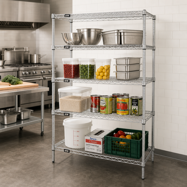 Product image #2 for Quantum 4-Shelf Chrome Wire Shelving Starter Kit, 54"W x 18"D x 86"H