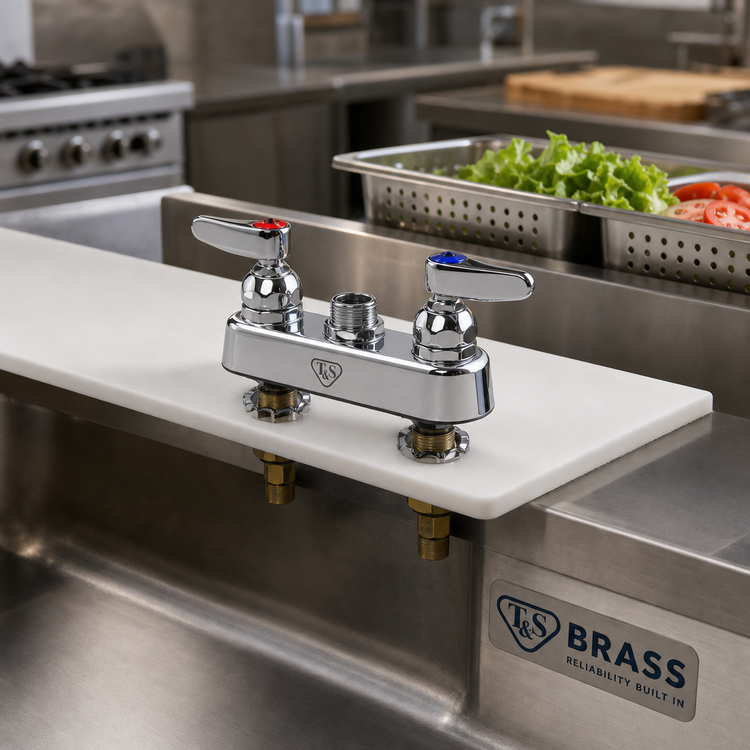 Product image #2 for T&S Brass 4-Inch Center Deck-Mount Workboard Faucet, Less Nozzle