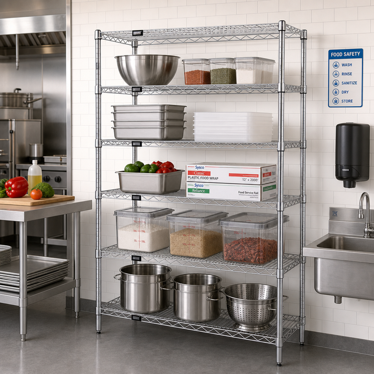 Product image #2 for Quantum 72-Inch x 24-Inch x 54-Inch Chrome Plated Stationary Wire Shelving Starter Kit with 5 Shelves