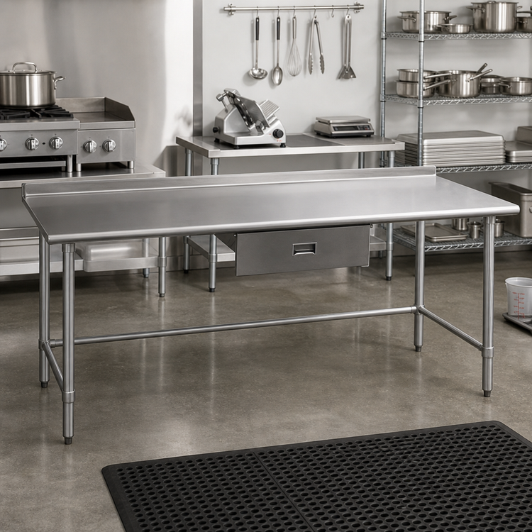 Product image #2 for Eagle Budget Series 108-Inch x 30-Inch 430 Stainless Steel Work Table with 1-1/2-Inch Rear Up-Turn