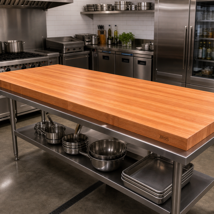 Product image #2 for John Boos Boos Block American Cherry Edge Grain Kitchen Countertop, 132 x 42 x 3-Inch, Varnique Finish