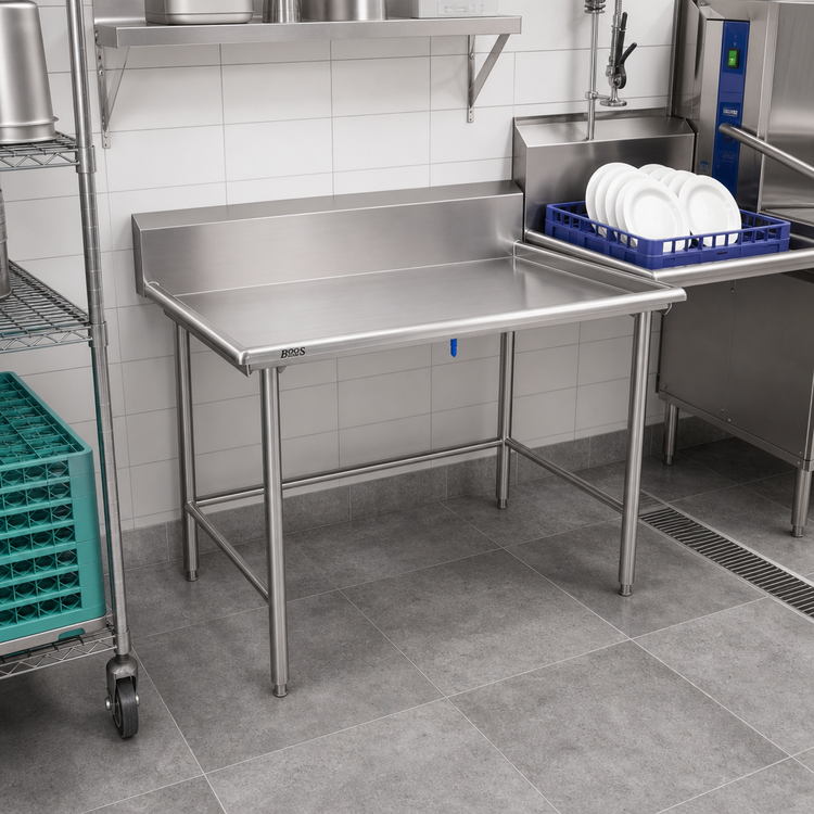 Product image #2 for John Boos 36-7/8-Inch 16-Gauge 300-Series Stainless Steel Dish Sorting Table with 10-Inch Backsplash
