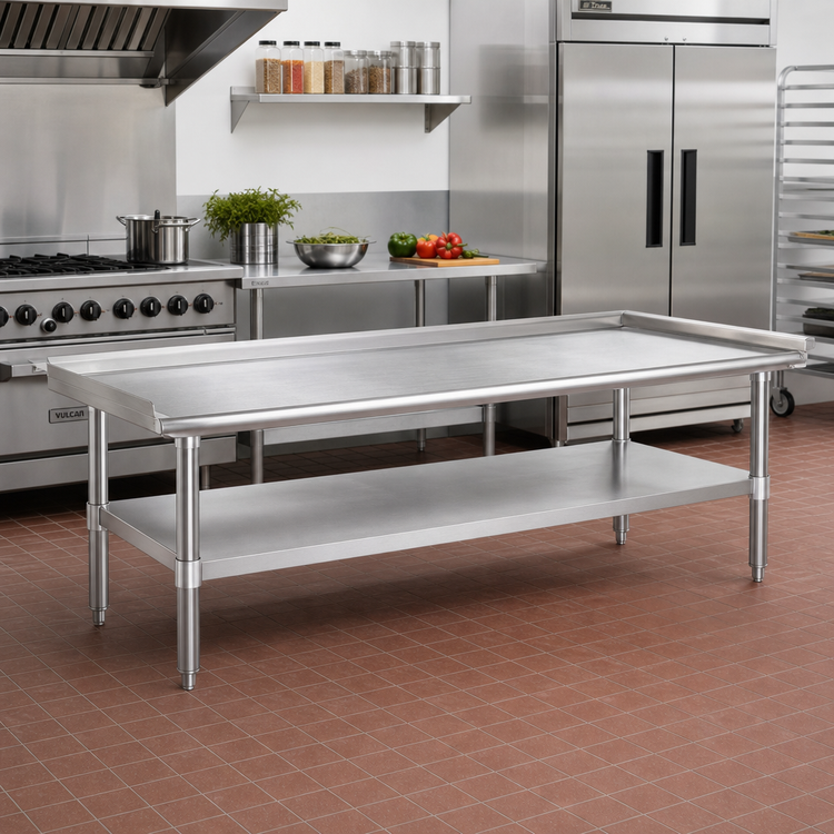 Product image #2 for Eagle Group Stainless Steel Griddle/Equipment Stand with Adjustable Undershelf, 84-3/8" W x 24-3/8" D x 25-1/4" H
