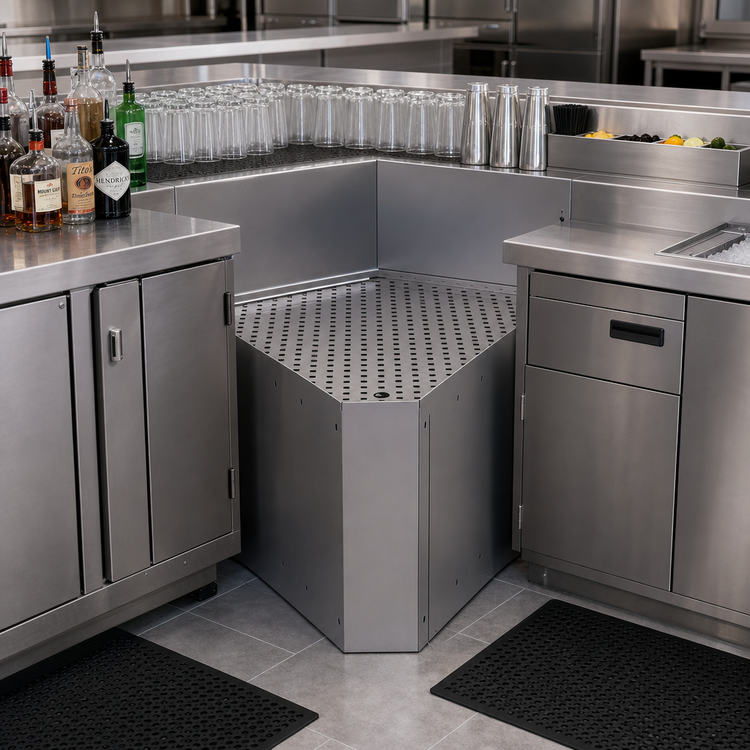 Product image #2 for Glastender 45° Inside Corner Wedge Underbar Drainboard, 24-Inch Deep, No Legs