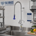 Thumbnail image #2 for T&S Brass EasyInstall Deck-Mount Pre-Rinse Unit with Add-On Faucet, 6-Inch Swing Nozzle, 24-Inch Riser, and 44-Inch Hose