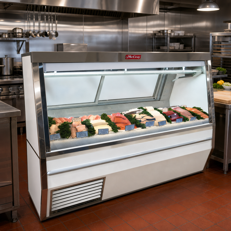 Product image #2 for Howard-McCray 34N Series 96-Inch Fish/Poultry Service Case with Straight Glass Front and LED Lighting