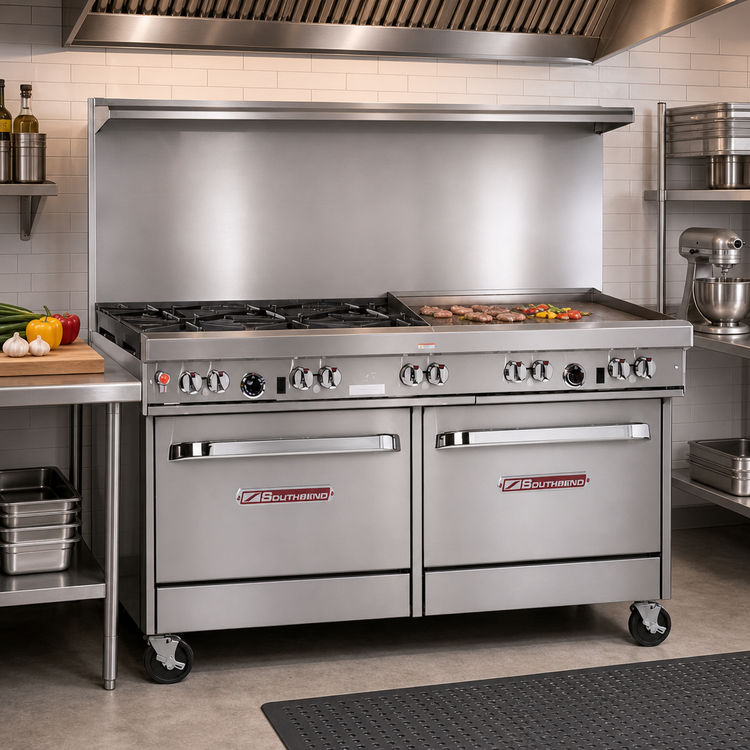 Product image #2 for Southbend Ultimate 60-Inch Commercial Gas Range with 4 Open Burners, 36-Inch Griddle, Standard Oven and Convection Oven