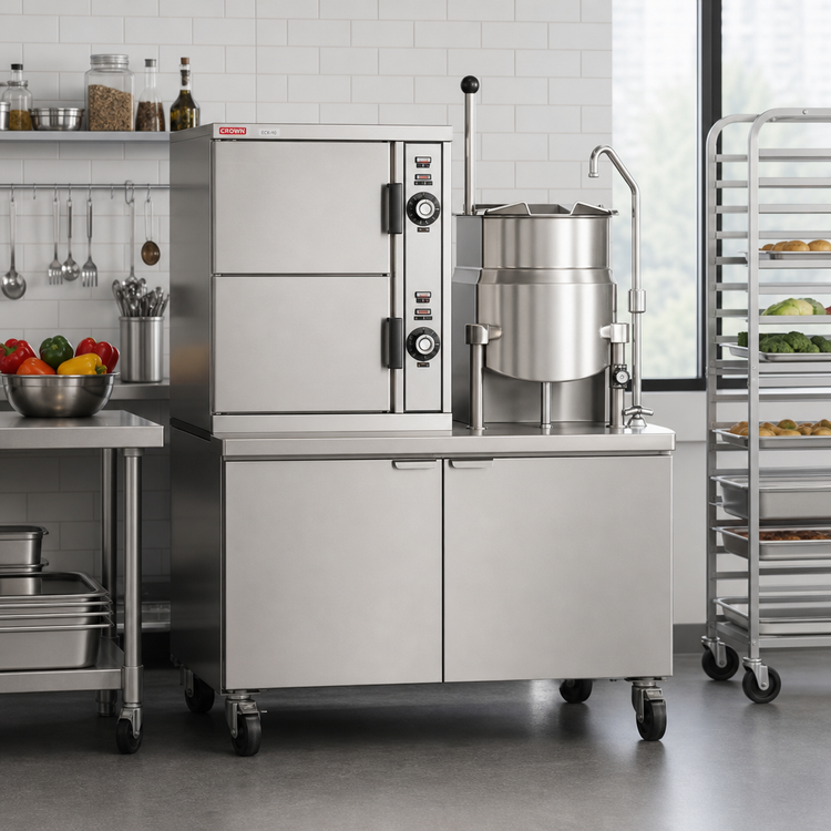 Product image #2 for Crown ECX-10-6 Two Compartment Electric Convection Steamer with 6 Gallon Kettle