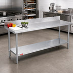 Thumbnail image #2 for Duke Manufacturing 416-36120-5R 120 x 36 Inch Stainless Steel Work Table, 16-Gauge 400 Series Top, 5-Inch Riser, Galvanized Undershelf