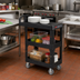 Thumbnail image #2 for BRUTE Heavy Duty Small 3-Shelf Open Base Utility Bus Cart, Black