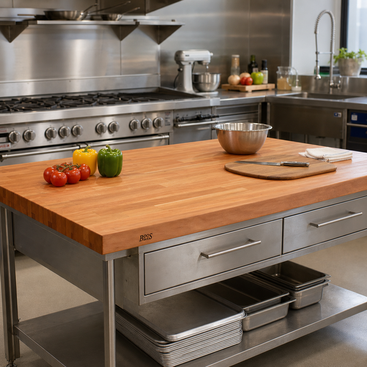 Product image #2 for Boos Block Blended Edge Grain American Cherry Kitchen Countertop, 60 x 42 x 1-1/2 Inch, Varnique Finish