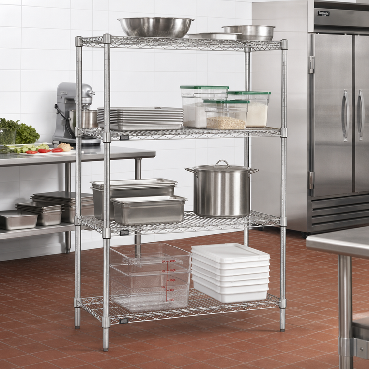 Product image #2 for Quantum 48" W x 36" D x 54" H 4-Shelf Wire Shelving Starter Kit, 304 Stainless Steel