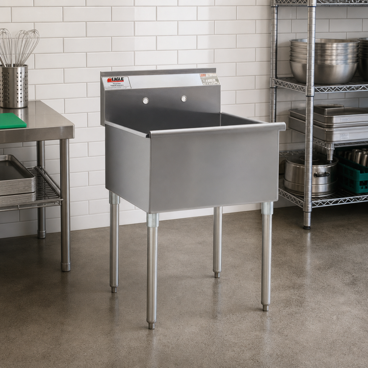 Product image #2 for Eagle Group One-Compartment Utility Sink with Square Corner Construction, 36 x 21 x 13-3/8 Inch Bowl, 16-Gauge 304 Stainless Steel