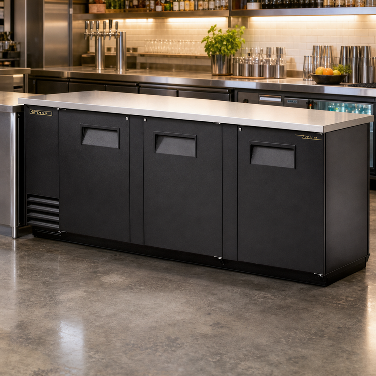 Product image #2 for True Pass-Thru Three-Section Back Bar Cooler with 6 Solid Swing Doors