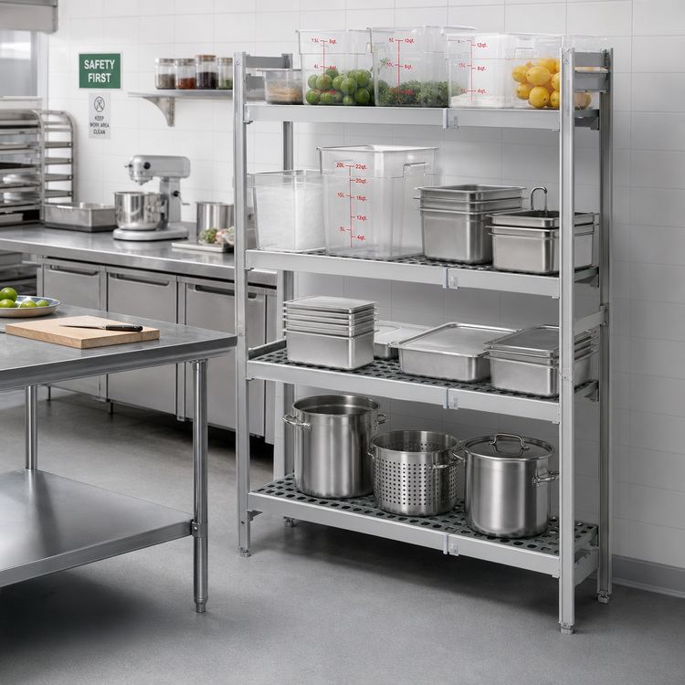 Product image #2 for Fermostock 4-Tier Corner Expansion Polymer Shelving Kit, 83 Inch H x 35 Inch W x 22 Inch D
