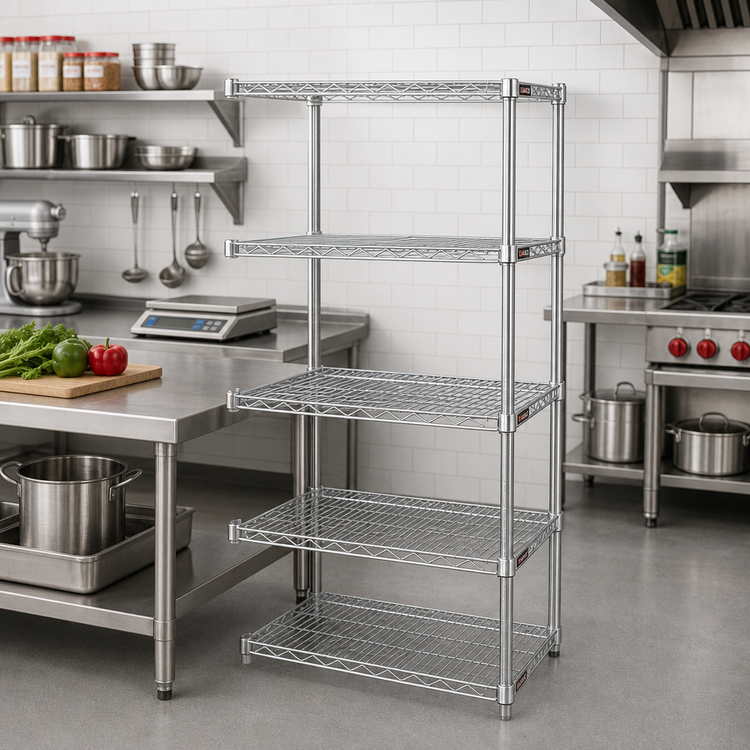 Product image #2 for Eagle Group 4-Tier Add-On Wire Shelving Unit, 24 x 18 x 63 Inches, Chrome-Plated