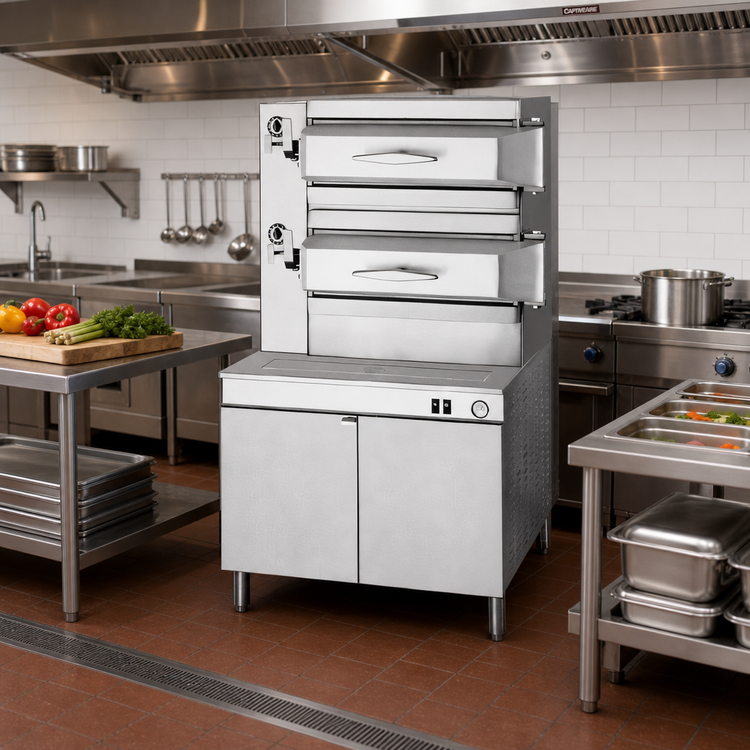 Product image #2 for Cleveland Range PGM3002 Gas Pressure Steamer, 2-Compartment, 36-Inch Cabinet Base