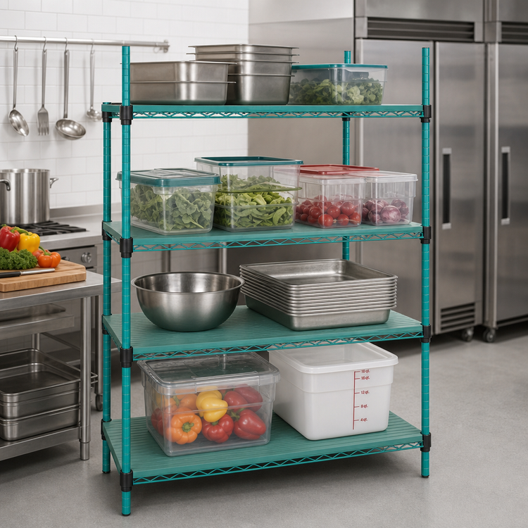 Product image #2 for QuadPLUS Solid Polymer Shelf Mat with Wire Quad-Adjust Frame, 72 x 18 Inches, Green