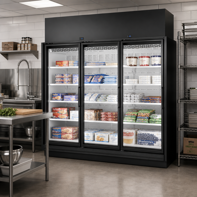 Product image #2 for True TRM3L 3-Door Low-Temp Glass Door Freezer Merchandiser with Self-Contained R290 Refrigeration