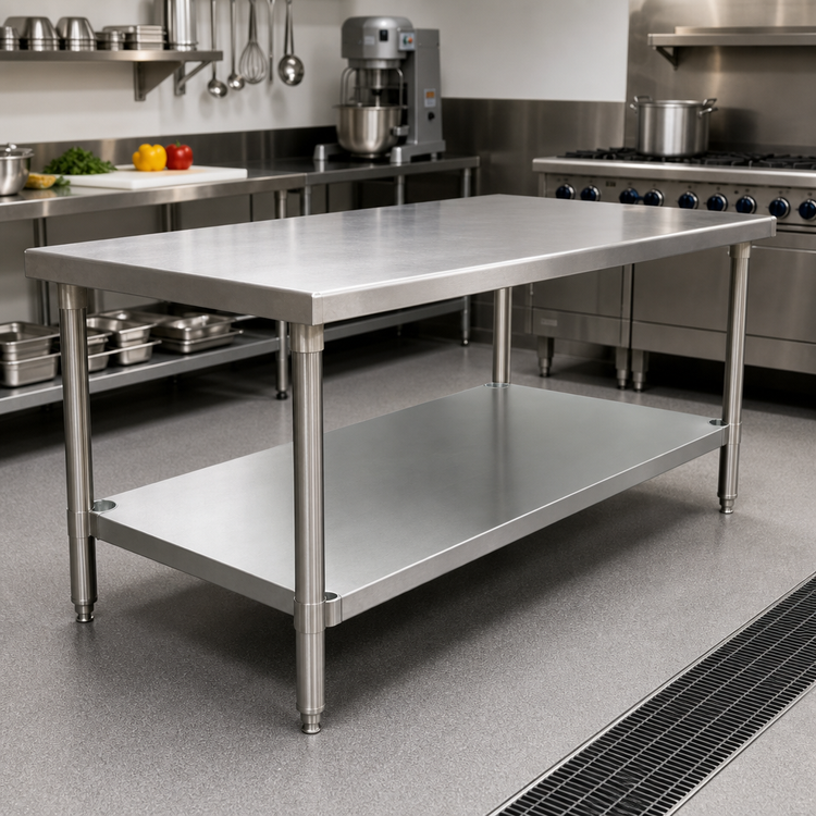 Product image #2 for Advance Tabco 54 x 18-Inch Stainless Steel Undershelf for 60 x 24-Inch Work Tables