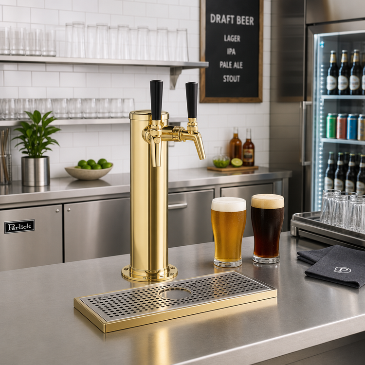 Product image #2 for Perlick Two-Faucet Draft Arm Style Beer Dispensing Kit, Tarnish-Free Brass