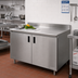 Thumbnail image #2 for Advance Tabco Special Value Series Enclosed Work Table with Sliding Door Cabinet Base, 120W x 30D, 5-Inch Backsplash