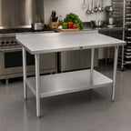 Thumbnail image #2 for John Boos Stallion ST6R1.5-2448GSK-X 48-Inch x 24-Inch 16-Gauge 300-Series Stainless Steel Work Table with Rear Up-Turn and Undershelf