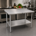 Thumbnail image #2 for John Boos Stallion 48-Inch x 24-Inch 16-Gauge 300-Series Stainless Steel Work Table with 1-1/2-Inch Rear Up-Turn and Undershelf