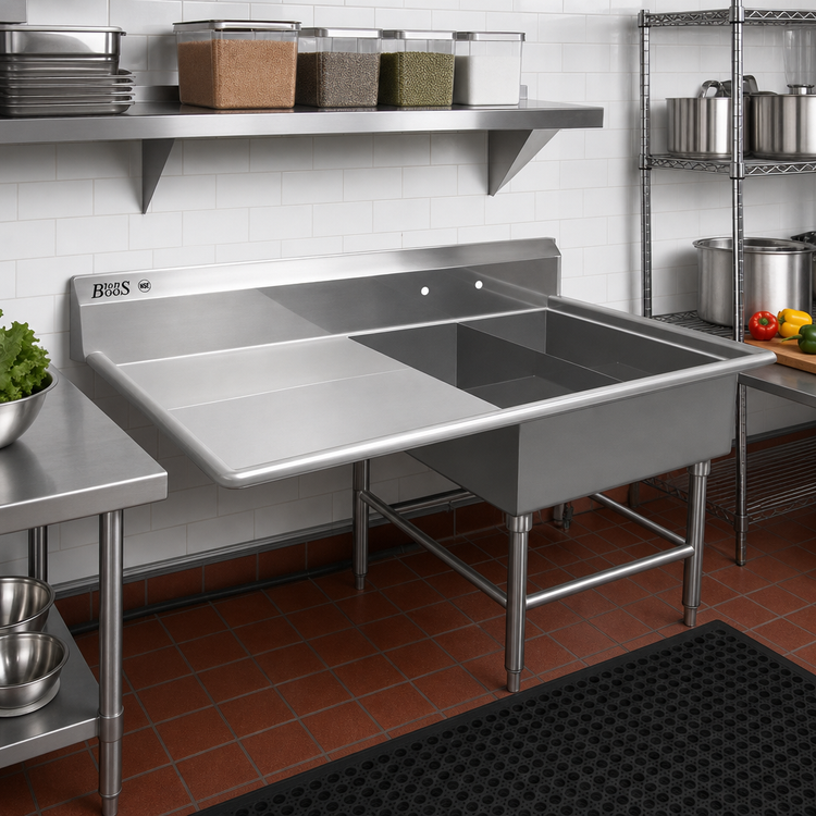Product image #2 for John Boos Pro-Bowl 2-Compartment Platter Sink with 18-Inch Left Drainboard, 14-Gauge Stainless Steel
