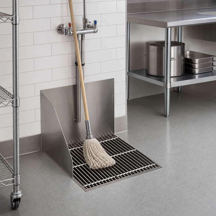 Product image #2 for Advance Tabco Flush-With-Floor Recessed Mop Sink with 21-3/8 x 24 x 10 Inch Bowl and Stainless Steel Subway Grating