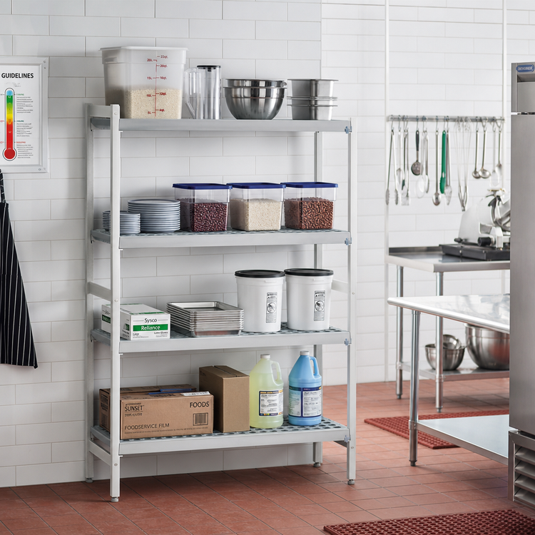 Product image #2 for Fermostock 4-Tier Corner Expansion Polymer Shelving Kit, 66 In. H x 35 In. W x 22 In. D