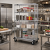 Thumbnail image #2 for Quantum 60-Inch W x 24-Inch D x 81-Inch H Chrome Mobile Enclosure Cart with 5 Shelves