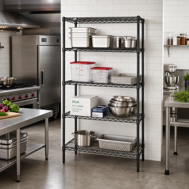 Product image #2 for Quantum 30 Inch W x 18 Inch D x 86 Inch H Black Epoxy Wire Shelving Starter Kit