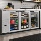 Thumbnail image #2 for Hoshizaki BB80-G-S 80-Inch Three-Section Glass Door Back Bar Cooler, Stainless Steel, 26.74 Cu. Ft., Side-Mount Refrigeration