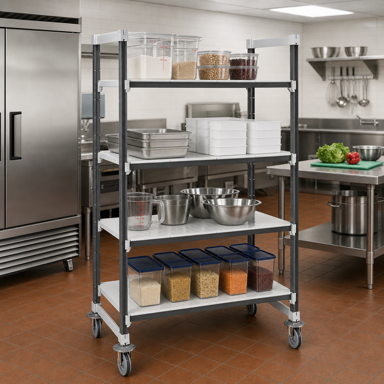 Product image #2 for Camshelving Elements XTRA 4-Tier Solid High Density Mobile Starter Unit, 18 x 42 x 78-1/4 Inches, Speckled Gray