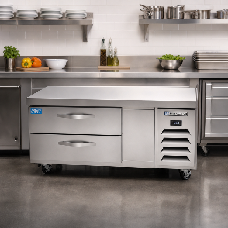 Product image #2 for Beverage-Air Cross Temp Two-Drawer Convertible Chef Base Refrigerator/Freezer, 52 Inch Wide