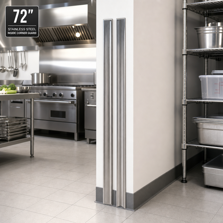 Product image #2 for 72-Inch Stainless Steel Inside Corner Guard with Adhesive Tape Backing