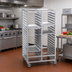 Thumbnail image #2 for Channel Manufacturing Double-Section Aluminum Cafeteria Tray Rack, 64-Inch High, Side-Load, 4-Inch Spacing, 56-Tray Capacity for 14 x 18-Inch Trays