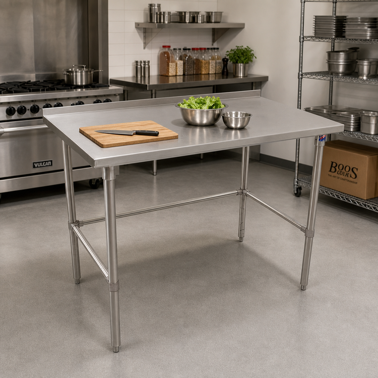 Product image #2 for John Boos Stallion 60"W x 36"D 16-Gauge Stainless Steel Top Work Table with 1-1/2" Rear Backsplash