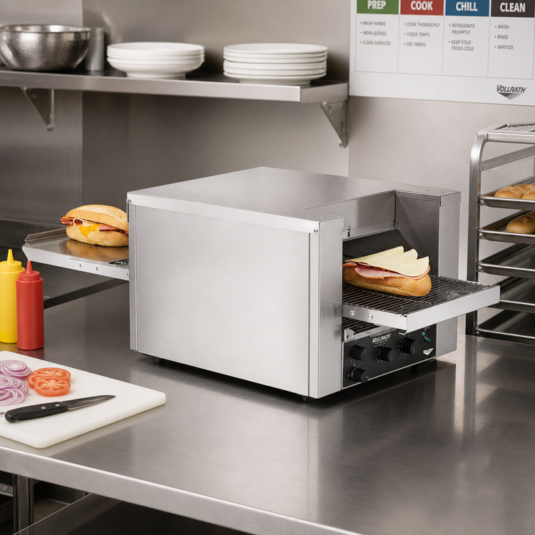 Product image #2 for Vollrath 40 Inch Countertop Conveyor Sandwich Oven with Quartz Heating, 10.5 Inch Conveyor, 120V