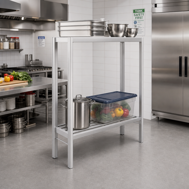 Product image #2 for Lifetime Tough Fully Assembled 2-Shelf Tubular Aluminum Dunnage Shelving Rack, 60 x 24 x 64 Inches