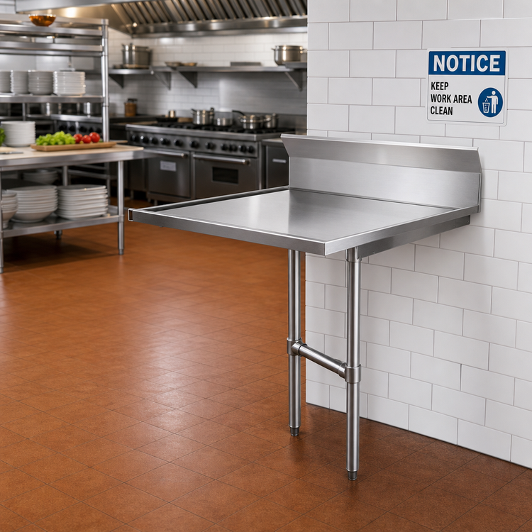 Product image #2 for 26-Inch Straight Stainless Steel Clean Dish Table with 8-Inch Backsplash, Right-to-Left Operation