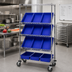 Thumbnail image #2 for Quantum Mobile Wire Shelving Bin System with 5 Shelves, 12 Bins, Chrome Plated Finish