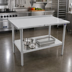 Thumbnail image #2 for John Boos Stallion ST6R1.5-3072SSK-X 72" x 30" Stainless Steel Work Table, 16-Gauge 300 Series Top, 1-1/2" Rear Up-Turn, Undershelf